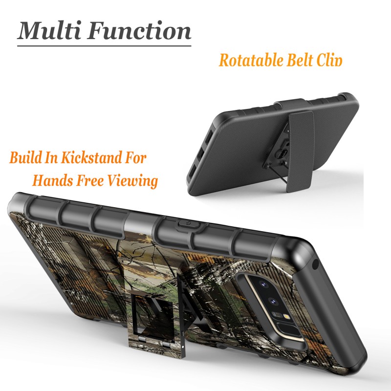 Samsung Galaxy Note 8 Case, Dual Layers [Combo Holster] Case And Built-In Kickstand Bundled with Hybird Shockproof And Circlemalls Stylus Pen (Camo)